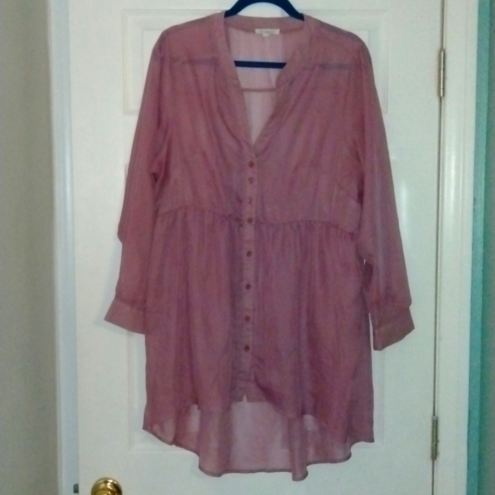 Sheer Plus Size Tunic High to Low Blouse